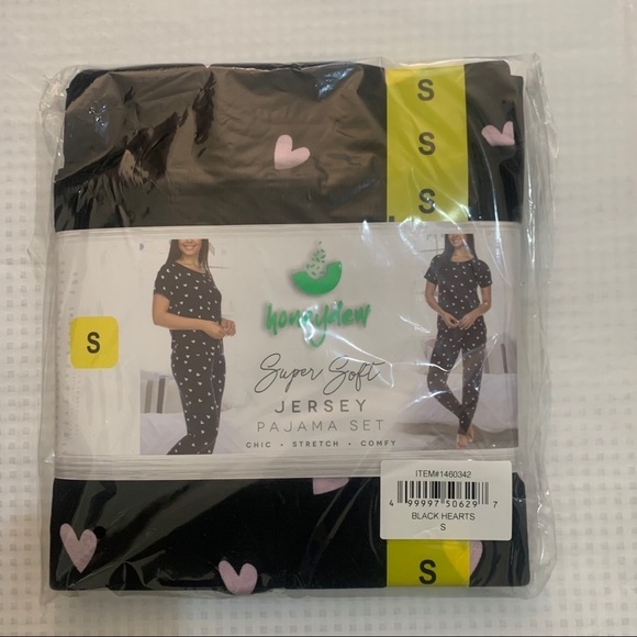 New Ladies Jogger Lounge Set Black Hearts 2 Piece Set Size Small - Picture 4 of 13